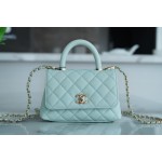 CHANEL 𝑪𝒐𝑪𝒐 𝒉𝒂𝒏𝒅𝒍 𝒆 New cowhide handle 𝗠𝗶𝗡𝗶 𝐁𝐚𝐛𝐲 Blue