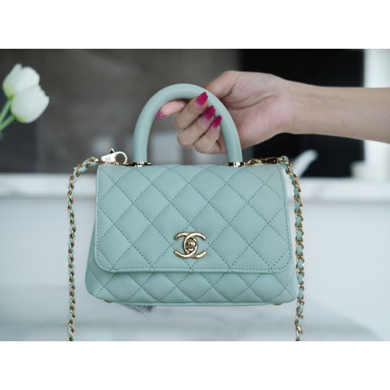 CHANEL 𝑪𝒐𝑪𝒐 𝒉𝒂𝒏𝒅𝒍 𝒆 New cowhide handle 𝗠𝗶𝗡𝗶 𝐁𝐚𝐛𝐲 Blue