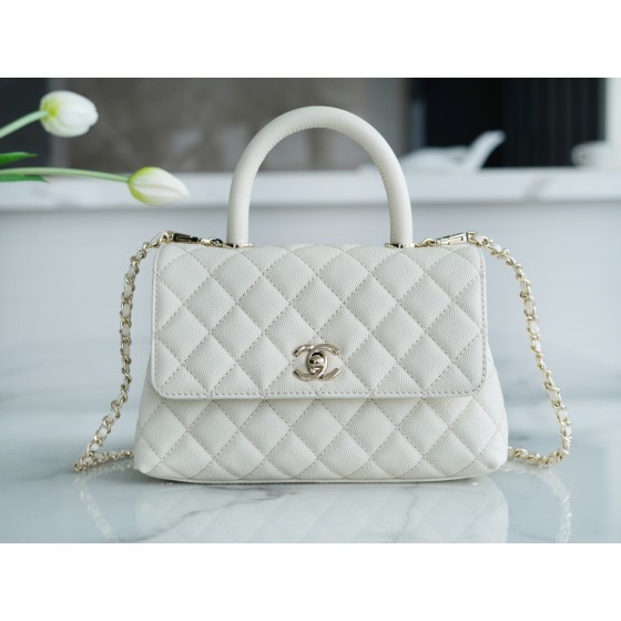 CHANEL 𝑪𝒐𝑪𝒐 𝒉𝒂𝒏𝒅𝒍𝒆 New Cowhide Handle Small Beige