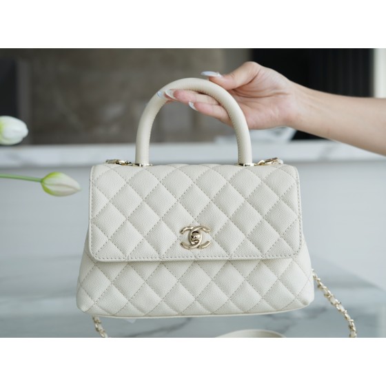 CHANEL 𝑪𝒐𝑪𝒐 𝒉𝒂𝒏𝒅𝒍𝒆 New Cowhide Handle Small Beige