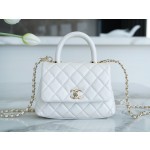 CHANEL 𝑪𝒐𝑪𝒐 𝒉𝒂𝒏𝒅𝒍𝒆 New Cowhide Handle 𝗠𝗶𝗡𝗶𝗡𝗶 Pearlescent White