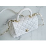 CHANEL 𝑪𝒐𝑪𝒐 𝒉𝒂𝒏𝒅𝒍𝒆 New Cowhide Handle 𝗠𝗶𝗡𝗶𝗡𝗶 Pearlescent White