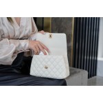 CHANEL 𝑪𝒐𝑪𝒐 𝒉𝒂𝒏𝒅𝒍𝒆 New Cowhide Handle Small White Light Gold🤍