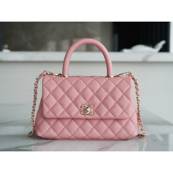 CHANEL 𝑪𝒐𝑪𝒐 𝒉𝒂𝒏𝒅𝒍𝒆 New Cowhide Handle Small Pink