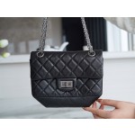 𝗖𝗵𝗮𝗻𝗲𝗹 Replica ❷. ❺❺ Italian [Montebello] tire cowhide 𝗠𝗶𝗻𝗶 black and silver