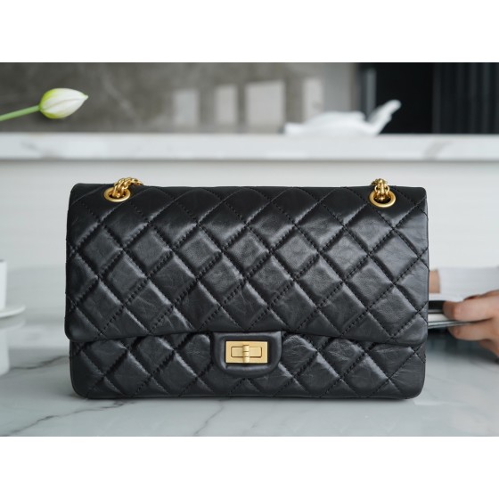 𝗖𝗵𝗮𝗻𝗲𝗹 Replica ❷. ❺❺ Italian [Montebello] Calfskin Large   Black Gold