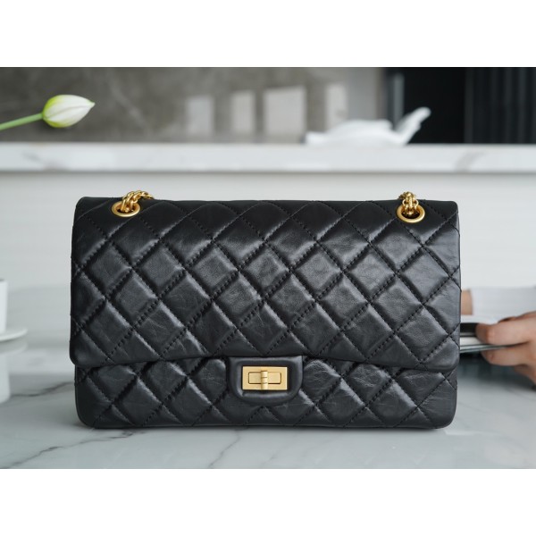 𝗖𝗵𝗮𝗻𝗲𝗹 Replica ❷. ❺❺ Italian [Montebello] Calfskin Large   Black Gold