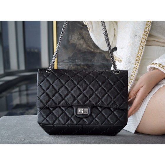 𝗖𝗵𝗮𝗻𝗲𝗹 Replica ❷. ❺❺ Italian [Montebello] Calfskin Large   Black Silver