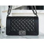 𝗖𝗵𝗮𝗻𝗲𝗹 𝗟𝗲𝗯𝗼 𝘆Italy 🇮🇹GR original lambskin：Medium Black Silver