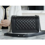 𝗖𝗵𝗮𝗻𝗲𝗹 𝗟𝗲𝗯𝗼 𝘆Italy 🇮🇹GR original lambskin：Medium Black Silver