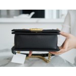 𝗖𝗵𝗮𝗻𝗲𝗹 𝗟𝗲𝗯𝗼𝘆 Imported custom caviar calfskin:Small ball pattern Small Black Gold