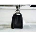 𝗖𝗵𝗮𝗻𝗲𝗹 𝗟𝗲𝗯𝗼𝘆 Imported custom caviar calfskin:Small ball pattern Small Black Silver