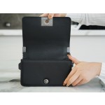 𝗖𝗵𝗮𝗻𝗲𝗹 𝗟𝗲𝗯𝗼𝘆 Imported custom caviar calfskin:Small ball pattern Small Black Silver