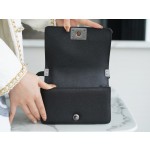 𝗖𝗵𝗮𝗻𝗲𝗹 𝗟𝗲𝗯𝗼𝘆 Imported custom caviar calfskin:Large ball pattern Small  Black Silver