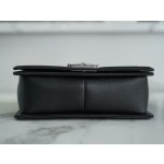 𝗖𝗵𝗮𝗻𝗲𝗹 𝗟𝗲𝗯𝗼𝘆 Imported custom caviar calfskin:Small ball pattern Medium Black Silver