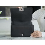 𝗖𝗵𝗮𝗻𝗲𝗹 𝗟𝗲𝗯𝗼𝘆 Imported custom caviar calfskin:Small ball pattern Medium Black Silver