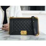 𝗖𝗵𝗮𝗻𝗲𝗹 𝗟𝗲𝗯𝗼𝘆 Imported custom caviar calfskin:Large ball pattern Medium Black Gold