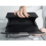 𝗖𝗵𝗮𝗻𝗲𝗹 𝗟𝗲𝗯𝗼𝘆 Imported custom caviar calfskin:Large ball pattern Medium Black Silver