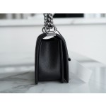 𝗖𝗵𝗮𝗻𝗲𝗹 𝗟𝗲𝗯𝗼𝘆 Imported custom caviar calfskin:Large ball pattern Medium Black Silver