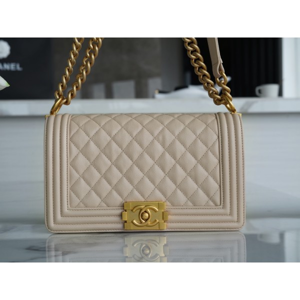 𝗖𝗵𝗮𝗻𝗲𝗹 𝗟𝗲𝗯𝗼𝘆 Imported custom caviar calfskin:Medium Light apricot