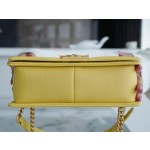 𝗖𝗵𝗮𝗻𝗲𝗹 𝗟𝗲𝗯𝗼𝘆  Original "INCAS" lychee grain calfskin：Medium Lemon Yellow