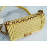 𝗖𝗵𝗮𝗻𝗲𝗹 𝗟𝗲𝗯𝗼𝘆  Original "INCAS" lychee grain calfskin：Medium Lemon Yellow