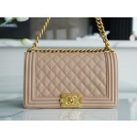 𝗖𝗵𝗮𝗻𝗲𝗹 𝗟𝗲𝗯𝗼𝘆  Original "INCAS" lychee grain calfskin：Medium Milk Tea Apricot