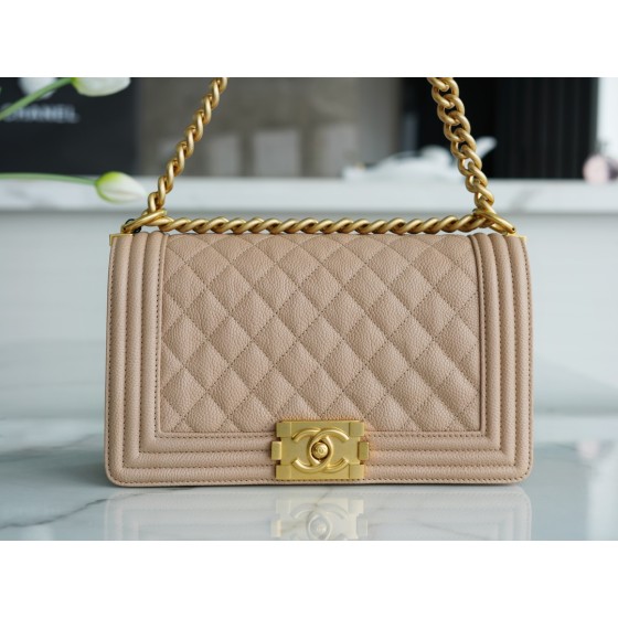 𝗖𝗵𝗮𝗻𝗲𝗹 𝗟𝗲𝗯𝗼𝘆  Original "INCAS" lychee grain calfskin：Medium Milk Tea Apricot