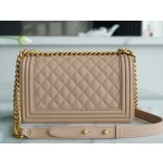 𝗖𝗵𝗮𝗻𝗲𝗹 𝗟𝗲𝗯𝗼𝘆  Original "INCAS" lychee grain calfskin：Medium Milk Tea Apricot