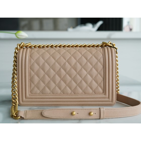 𝗖𝗵𝗮𝗻𝗲𝗹 𝗟𝗲𝗯𝗼𝘆  Original "INCAS" lychee grain calfskin：Medium Milk Tea Apricot