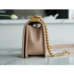 𝗖𝗵𝗮𝗻𝗲𝗹 𝗟𝗲𝗯𝗼𝘆  Original "INCAS" lychee grain calfskin：Medium Milk Tea Apricot