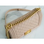 𝗖𝗵𝗮𝗻𝗲𝗹 𝗟𝗲𝗯𝗼𝘆  Original "INCAS" lychee grain calfskin：Medium Milk Tea Apricot