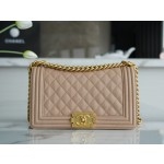 𝗖𝗵𝗮𝗻𝗲𝗹 𝗟𝗲𝗯𝗼𝘆  Original "INCAS" lychee grain calfskin：Medium Milk Tea Apricot