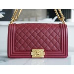 𝗖𝗵𝗮𝗻𝗲𝗹 𝗟𝗲𝗯𝗼𝘆  Original "INCAS" lychee grain calfskin：Medium Bordeaux Red