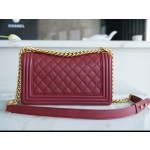 𝗖𝗵𝗮𝗻𝗲𝗹 𝗟𝗲𝗯𝗼𝘆  Original "INCAS" lychee grain calfskin：Medium Bordeaux Red