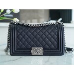 𝗖𝗵𝗮𝗻𝗲𝗹 𝗟𝗲𝗯𝗼𝘆  Original "INCAS" lychee grain calfskin：Medium Antique Silver Dark Blue