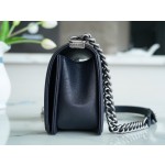 𝗖𝗵𝗮𝗻𝗲𝗹 𝗟𝗲𝗯𝗼𝘆  Original "INCAS" lychee grain calfskin：Medium Antique Silver Dark Blue