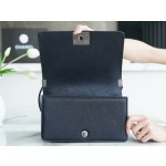 𝗖𝗵𝗮𝗻𝗲𝗹 𝗟𝗲𝗯𝗼𝘆  Original "INCAS" lychee grain calfskin：Medium Antique Silver Dark Blue