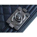 𝗖𝗵𝗮𝗻𝗲𝗹 𝗟𝗲𝗯𝗼𝘆  Original "INCAS" lychee grain calfskin：Medium Antique Silver Dark Blue