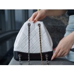 𝗖𝗵𝗮𝗻𝗲𝗹𝗚𝗮𝗯𝗿𝗶𝗲𝗹𝗲❥vagrancyBackpack Italy 🇮🇹 "Montebello" original tire cowhide：Small🖤🤍 Black and white