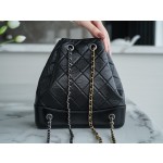 𝗖𝗵𝗮𝗻𝗲𝗹𝗚𝗮𝗯𝗿𝗶𝗲𝗹𝗲❥vagrancyBackpack Italy 🇮🇹 "Montebello" original tire cowhide：Small🖤Classic Black