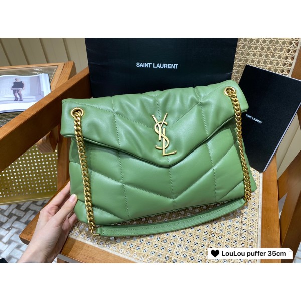 SAINT LAURENT #𝙇𝙤𝙪𝙇𝙤𝙪 𝙥𝙪𝙛𝙛𝙚𝙧#57747(large gold buckle)