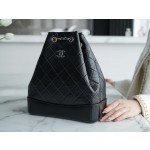 𝗖𝗵𝗮𝗻𝗲𝗹𝗚𝗮𝗯𝗿𝗶𝗲𝗹𝗲❥vagrancyBackpack Italy 🇮🇹 "Montebello" original tire cowhide：Medium🖤Black