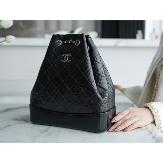 𝗖𝗵𝗮𝗻𝗲𝗹𝗚𝗮𝗯𝗿𝗶𝗲𝗹𝗲❥vagrancyBackpack Italy 🇮🇹 "Montebello" original tire cowhide：Medium🖤Black