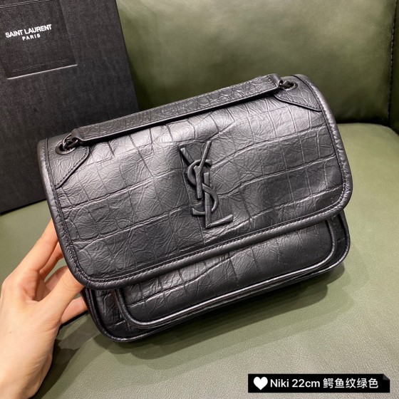 SAINT LAURENT 𝒏𝒊𝒌𝒊  𝒃𝒂𝒃𝒚 𝟮𝟮𝒄𝒎 #533037 New matte E original leather.jd
