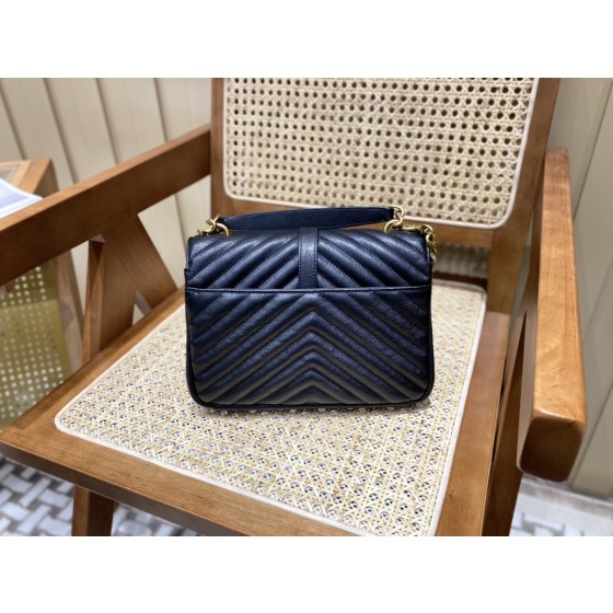 SAINT LAURENT 𝑴𝒐𝒏𝒐𝒈𝒓𝒂𝒎 𝒄𝒐𝒍𝒍𝒆𝒈𝒆 #428056 Original leather black gold.JD