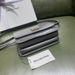 BALENCIAGA 𝘀𝗺𝗮𝗹𝗹 𝗯𝗮𝗴 𝗯𝗮𝗴 crocodile pattern graphite grey silver buckle