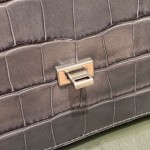 BALENCIAGA 𝘀𝗺𝗮𝗹𝗹 𝗯𝗮𝗴 𝗯𝗮𝗴 crocodile pattern graphite grey silver buckle