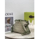 LOEWE Mini Anagram jacquard and calfskin Flamenco clutch