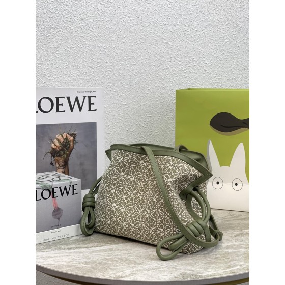 LOEWE Mini Anagram jacquard and calfskin Flamenco clutch